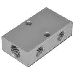 Fördelarlist med 4 utg�ngar - dubbelsidig - aluminium - 16 bar
