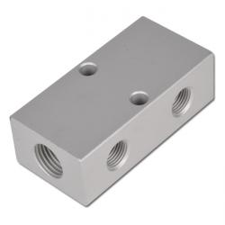 Fördelarlist med 2 utg�ngar p� en sida - aluminium - 16 bar