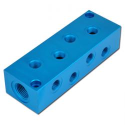 Fördelarlist aluminium 8-fack - 2 ing�ngar - 8 utg�ngar - M5-1/2'