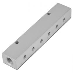 Fördelarlist med 6 utg�ngar p� ena sidan - aluminium - 16 bar