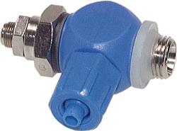 Strypbackventil - reglerbar fr�nluft - med sp�rskruv och stoppmutter - skruvkoppling - ringstycke i plast - G 1/8\' till G 1/4\'