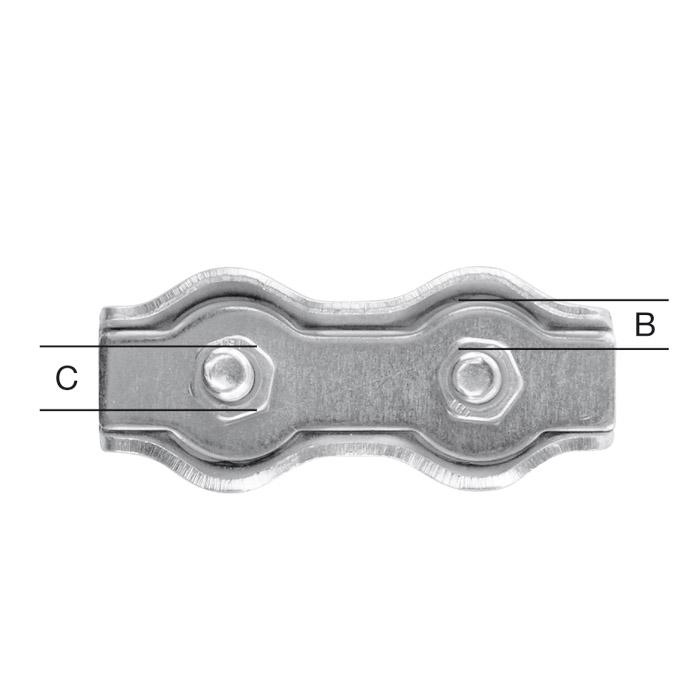 Duplexklämma - galvaniserad - M4 - Ø upp till 3 mm - paket med 10 (5 x 2, på kort) - Pris per paket